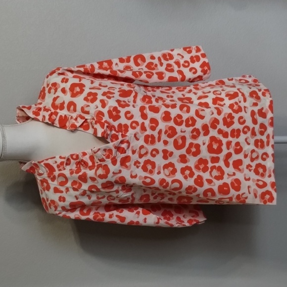 Michelle McDowell Red Leopard Print Top Size Medium V Neck Ruffle - Picture 1 of 10